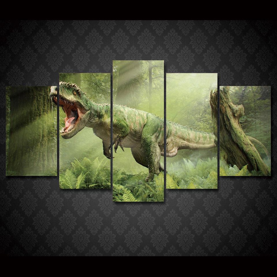 Dinosaur Tyrannosaurus - Abstract Animal 5 Panel Canvas Art Wall Decor Dinosaur Tyrannosaurus - Abstract Animal 5 Panel Canvas Art Wall Decor