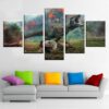 Dinosaur World Scene - Jurassic Park 5 Panel Canvas Art Wall Decor