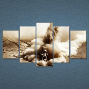 Dirt Bike In The Desert - Sport 5 Panel Canvas Art Wall Decor