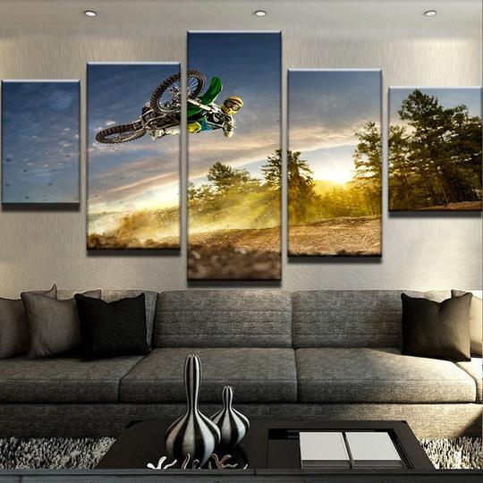 Dirt Bike Motocross 01 - Automative 5 Panel Canvas Art Wall Decor Dirt Bike Motocross 01 - Automative 5 Panel Canvas Art Wall Decor
