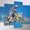 Dirt Bike Motocross Supercross Freestyle Jump Stunt - Sport 5 Panel Canvas Art Wall Decor