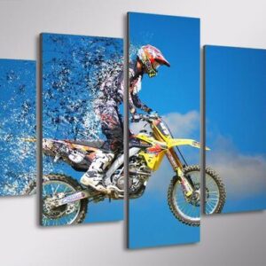 Dirt Bike Motocross Supercross Freestyle Jump Stunt - Sport 5 Panel Canvas Art Wall Decor