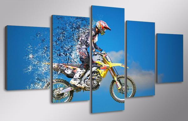 Dirt Bike Motocross Supercross Freestyle Jump Stunt - Sport 5 Panel Canvas Art Wall Decor Dirt Bike Motocross Supercross Freestyle Jump Stunt - Sport 5 Panel Canvas Art Wall Decor