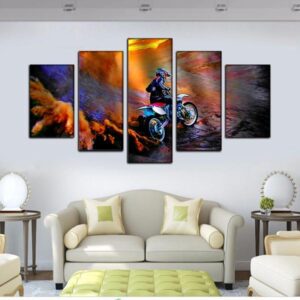 Dirtbike Mountain Motorcycle Racing 1 - Sport 5 Panel Canvas Art Wall Decor
