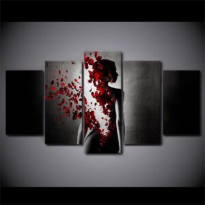 Disappearing Woman Flower - Abstract 5 Panel Canvas Art Wall Decor