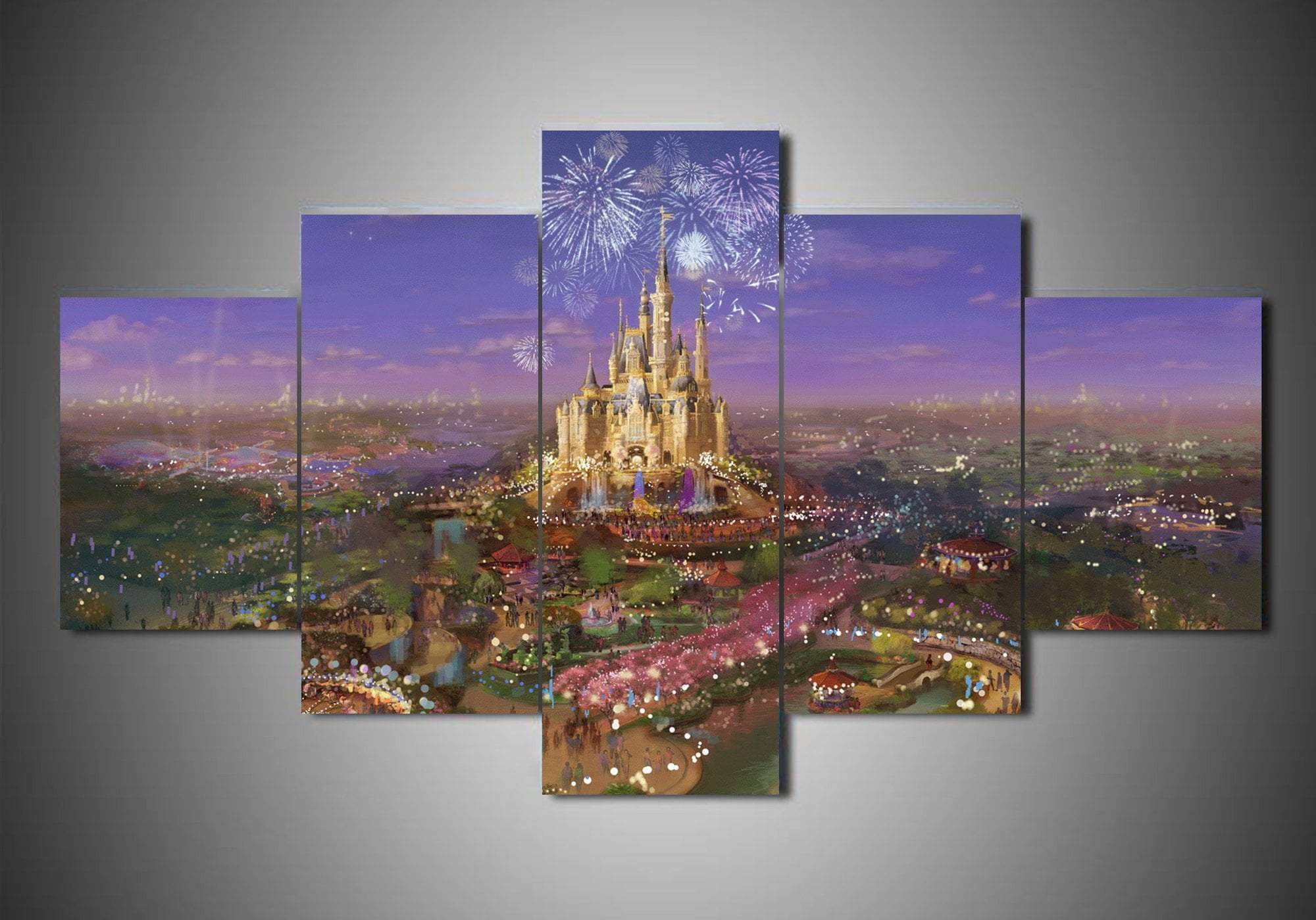 Disney Castle 3 Disney - 5 Panel Canvas Art Wall Decor Disney Castle 3 Disney - 5 Panel Canvas Art Wall Decor