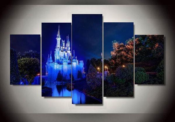 Disney Castle 6 Disney - 5 Panel Canvas Art Wall Decor Disney Castle 6 Disney - 5 Panel Canvas Art Wall Decor