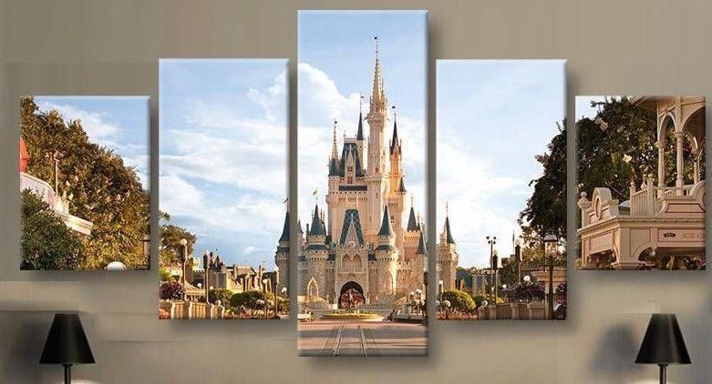 Disney Castle Disney - 5 Panel Canvas Art Wall Decor Disney Castle Disney - 5 Panel Canvas Art Wall Decor