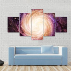 Distant Colorful Spiral Galaxy - Space 5 Panel Canvas Art Wall Decor