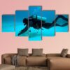 Diver Near Sand Bottom In Cuba - Fishing 5 Panel Canvas Art Wall Decor