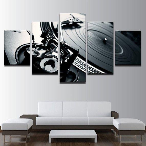 Dj Music Turntables Abstract Modern - Music 5 Panel Canvas Art Wall Decor Dj Music Turntables Abstract Modern - Music 5 Panel Canvas Art Wall Decor