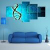 Dna Structure Converted Into Binary Code - Abstract 5 Panel Canvas Art Wall Decor