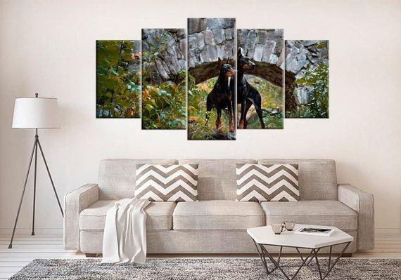 Doberman Pinscher Dog Lover - Animal 5 Panel Canvas Art Wall Decor Doberman Pinscher Dog Lover - Animal 5 Panel Canvas Art Wall Decor