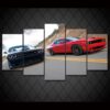 Dodge Challenger Red Black Road Srt Rt - Automative 5 Panel Canvas Art Wall Decor