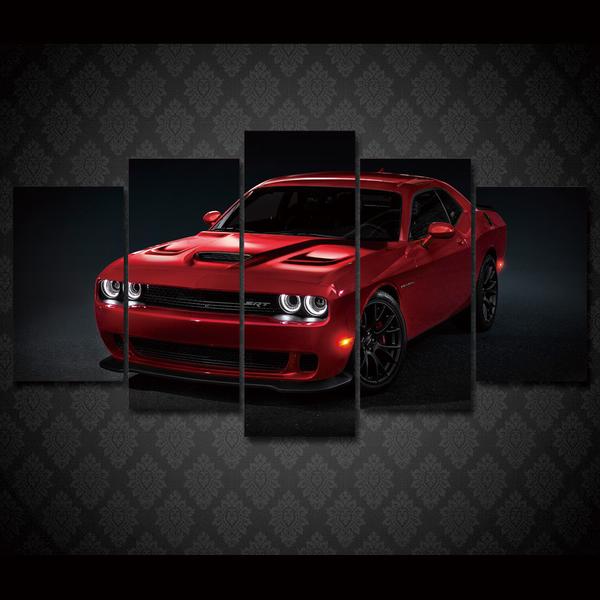 Dodge Challenger Redline Red Rt Srt 1 - Automative 5 Panel Canvas Art Wall Decor Dodge Challenger Redline Red Rt Srt 1 - Automative 5 Panel Canvas Art Wall Decor