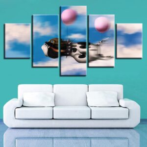 Dog And Balloons - Animal 5 Panel Canvas Art Wall Decor