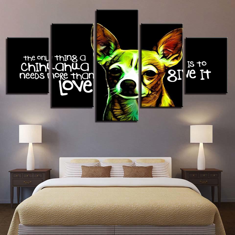 Dog And Letter - Animal 5 Panel Canvas Art Wall Decor Dog And Letter - Animal 5 Panel Canvas Art Wall Decor