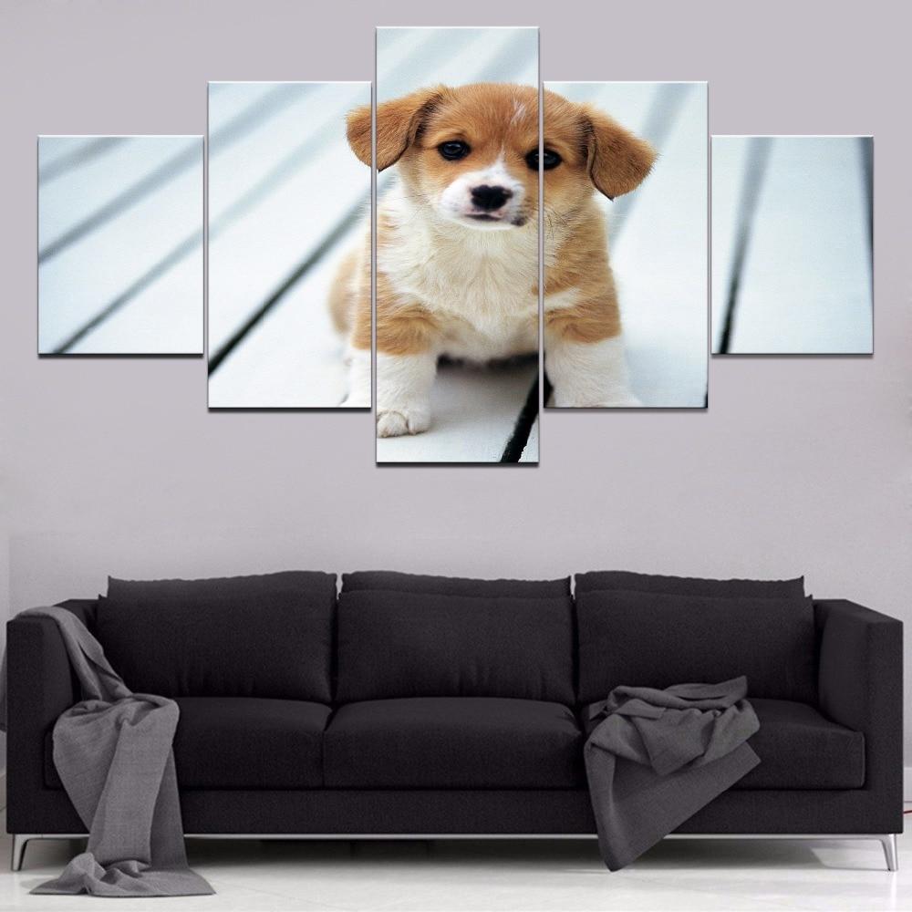 Dog Lovely 3 - Animal 5 Panel Canvas Art Wall Decor Dog Lovely 3 - Animal 5 Panel Canvas Art Wall Decor