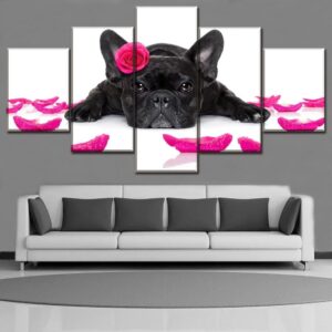 Dog Lovely 5 - Animal 5 Panel Canvas Art Wall Decor