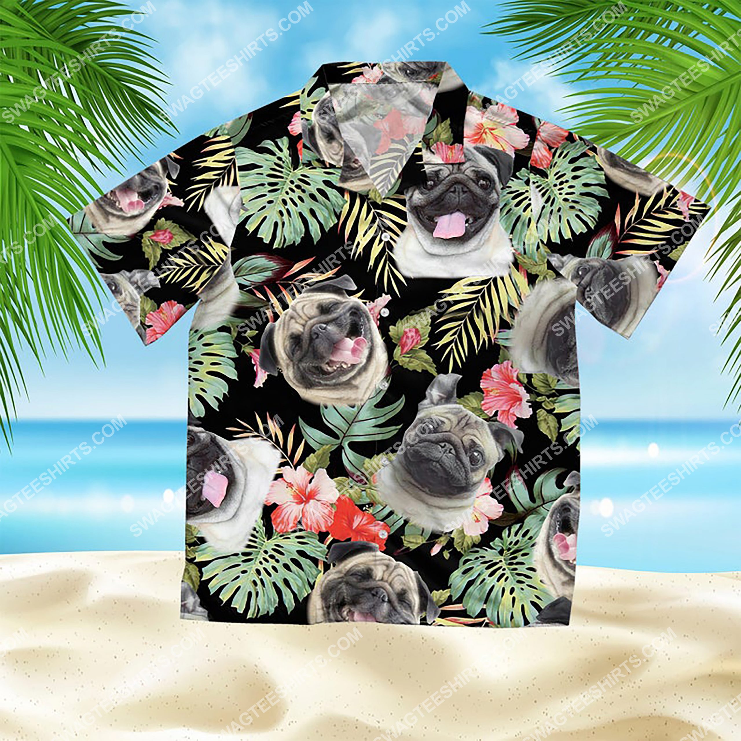 Dog Lover Pug Summer Vacation All Over Print Hawaiian Shirt Dog Lover Pug Summer Vacation All Over Print Hawaiian Shirt