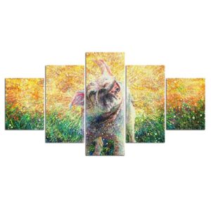 Dog Puppy Pet - Animal 5 Panel Canvas Art Wall Decor