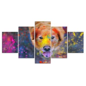 Dog paint spray - Animal 5 Panel Canvas Art Wall Decor