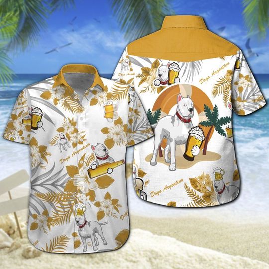 Dogo Argentino Beer Hawaiian Shirt Summer Button Up Dogo Argentino Beer Hawaiian Shirt Summer Button Up
