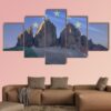 Dolomiti Flags Series Of Europe And Italy - Nature 5 Panel Canvas Art Wall Decor