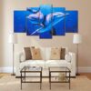 Dolphin Famiy - Ocean 5 Panel Canvas Art Wall Decor