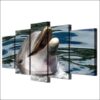 Dolphin Palying - Animal 5 Panel Canvas Art Wall Decor