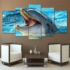 Dolphin Playing 2 - Animal 5 Panel Canvas Art Wall Decor
