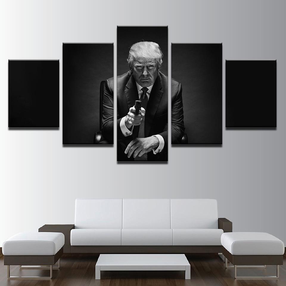Donald Trump Posters Modular Black And White Celebrity - 5 Panel Canvas Art Wall Decor Donald Trump Posters Modular Black And White Celebrity - 5 Panel Canvas Art Wall Decor