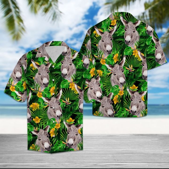 Donkey Tropical Wild Flower Hawaiian Shirt Summer Button Up Donkey Tropical Wild Flower Hawaiian Shirt Summer Button Up