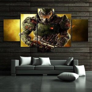 Doom 4 - Gaming 5 Panel Canvas Art Wall Decor