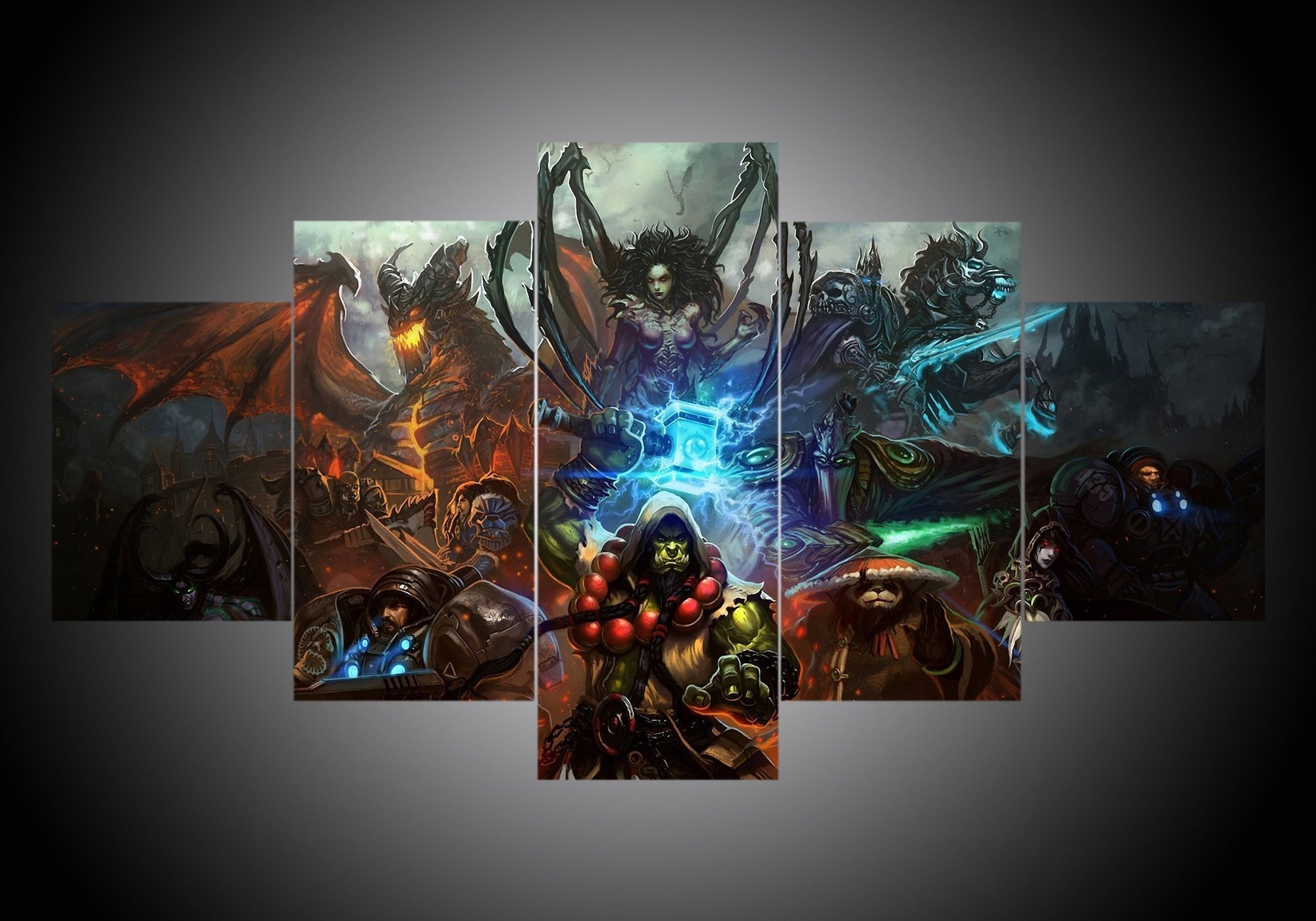 Dota Vs Starcraft - Gaming 5 Panel Canvas Art Wall Decor Dota Vs Starcraft - Gaming 5 Panel Canvas Art Wall Decor