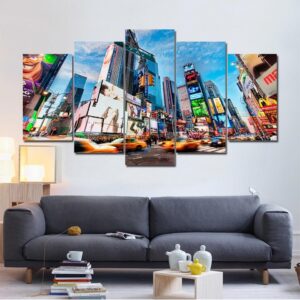 Downtown streets - Nature 5 Panel Canvas Art Wall Decor