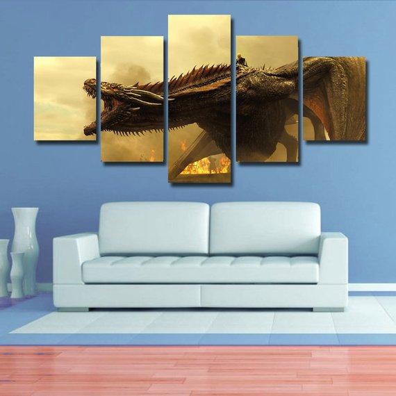 Dracarys 01 - Movie 5 Panel Canvas Art Wall Decor Dracarys 01 - Movie 5 Panel Canvas Art Wall Decor