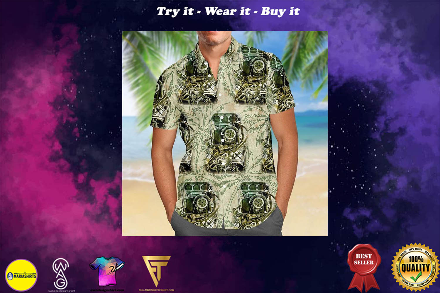 Drag Racing Aloha Tropical Full Printing Hawaiian Shirt Drag Racing Aloha Tropical Full Printing Hawaiian Shirt