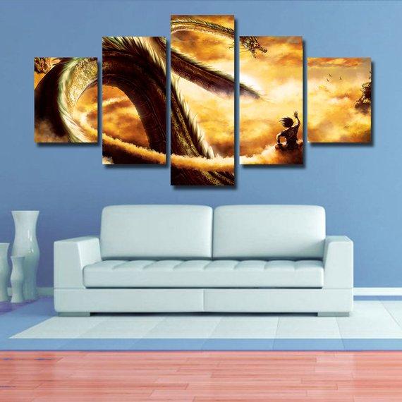Dragon 05 - Anime 5 Panel Canvas Art Wall Decor Dragon 05 - Anime 5 Panel Canvas Art Wall Decor