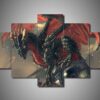 Dragon 1 - Abstract Animal 5 Panel Canvas Art Wall Decor