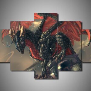 Dragon 1 - Abstract Animal 5 Panel Canvas Art Wall Decor