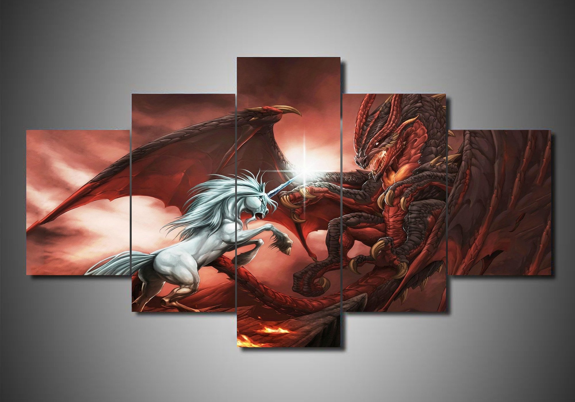 Dragon 10 - Abstract Animal 5 Panel Canvas Art Wall Decor Dragon 10 - Abstract Animal 5 Panel Canvas Art Wall Decor