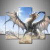 Dragon 11 - Abstract Animal 5 Panel Canvas Art Wall Decor