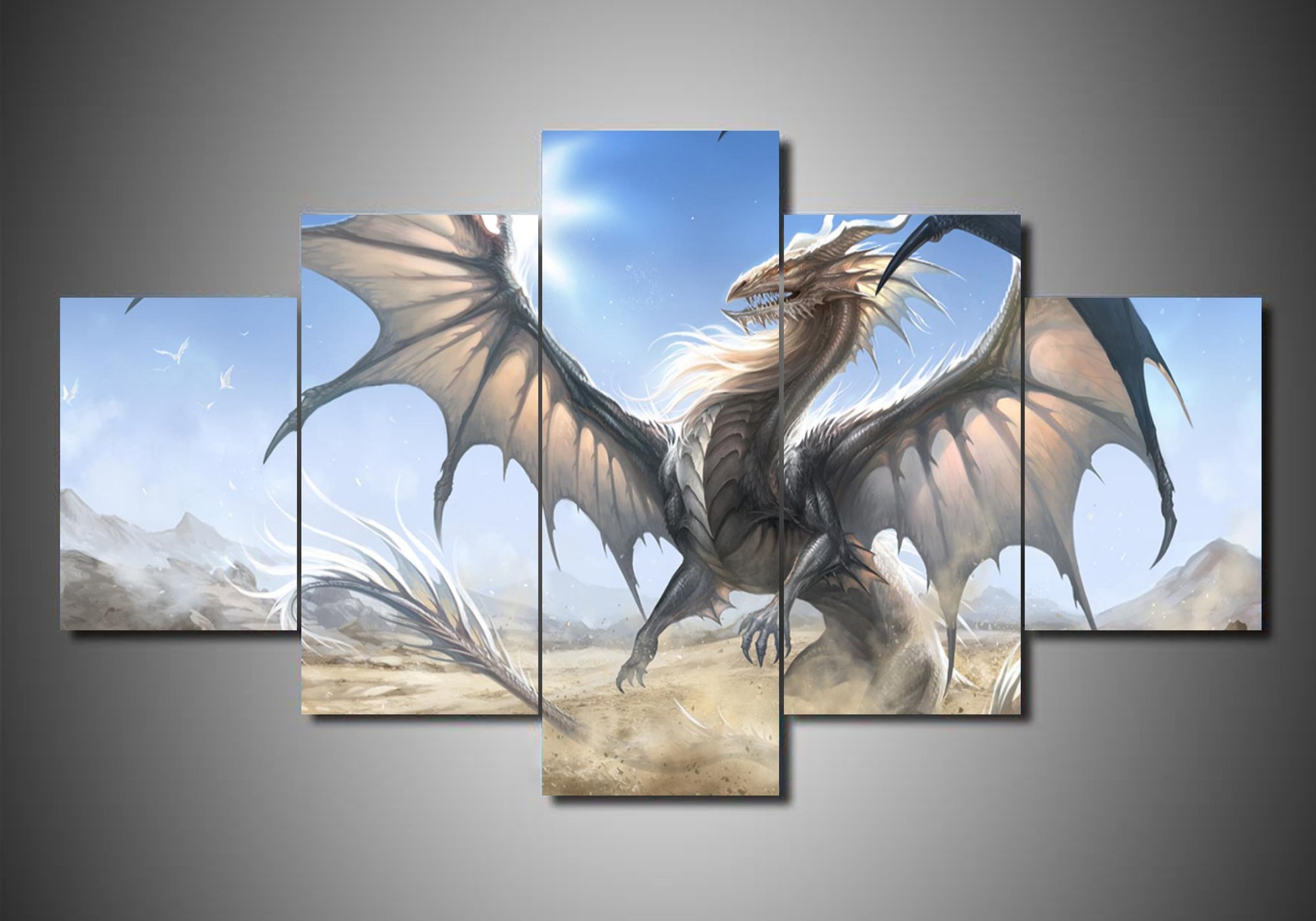 Dragon 11 - Abstract Animal 5 Panel Canvas Art Wall Decor Dragon 11 - Abstract Animal 5 Panel Canvas Art Wall Decor