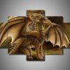 Dragon 12 - Abstract Animal 5 Panel Canvas Art Wall Decor