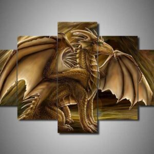 Dragon 12 - Abstract Animal 5 Panel Canvas Art Wall Decor
