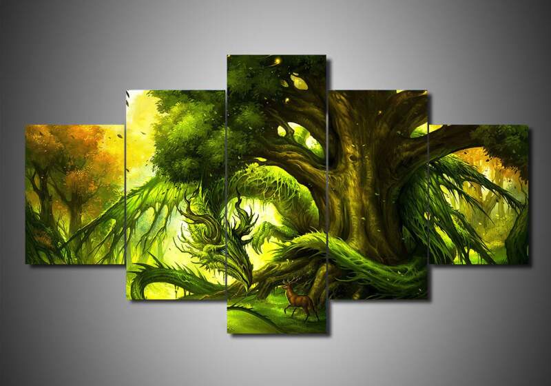 Dragon 13 - Abstract Animal 5 Panel Canvas Art Wall Decor Dragon 13 - Abstract Animal 5 Panel Canvas Art Wall Decor