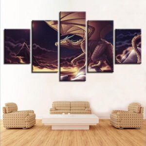 Dragon 15 - Abstract Animal 5 Panel Canvas Art Wall Decor