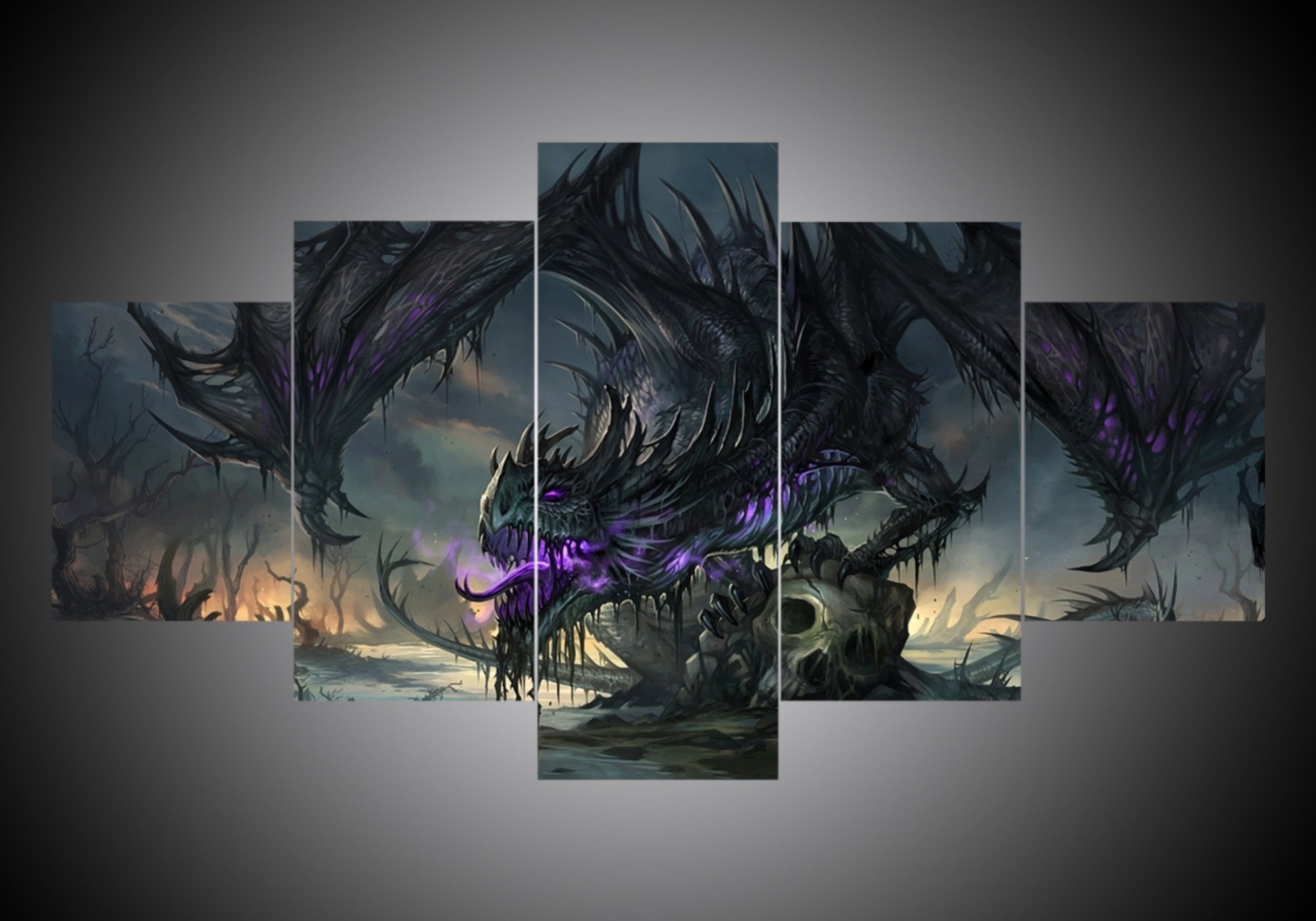 Dragon 2 - Abstract 5 Panel Canvas Art Wall Decor Dragon 2 - Abstract 5 Panel Canvas Art Wall Decor