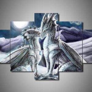 Dragon 6 - Abstract Animal 5 Panel Canvas Art Wall Decor